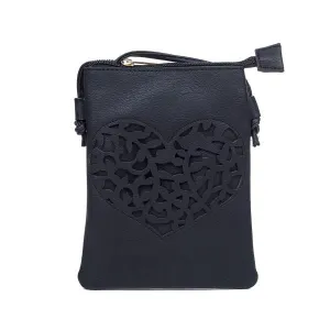 BLACK HEART CROSSBODY BAG