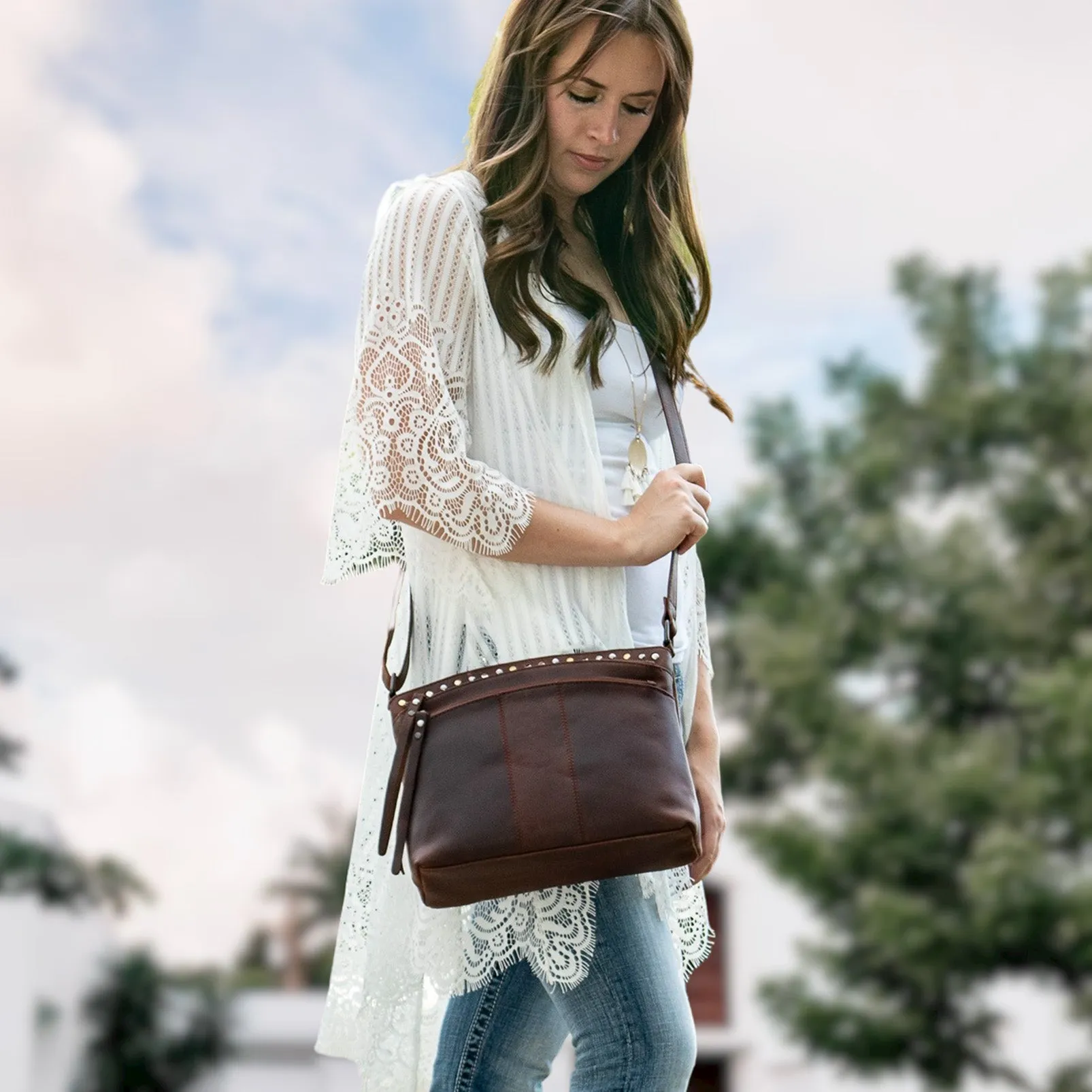 Brynn | Concealed Carry Arched Leather Crossbody or Shoulder Bag