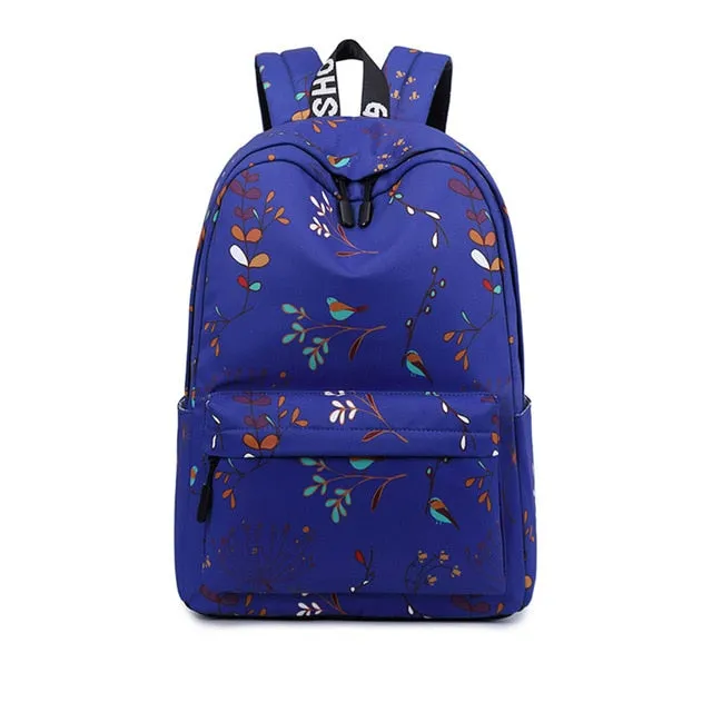Casual Waterproof Women Backpack Flower Printing