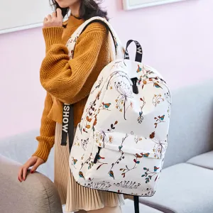 Casual Waterproof Women Backpack Flower Printing