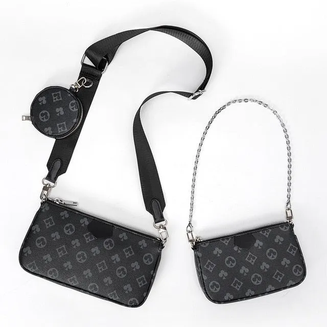 Fashion Brand Designer 3-IN-1 Messenger Handbag Tote Leather Floar Crossbody Handbag Tote Clutch New Shoulder Bag Clutch Totes