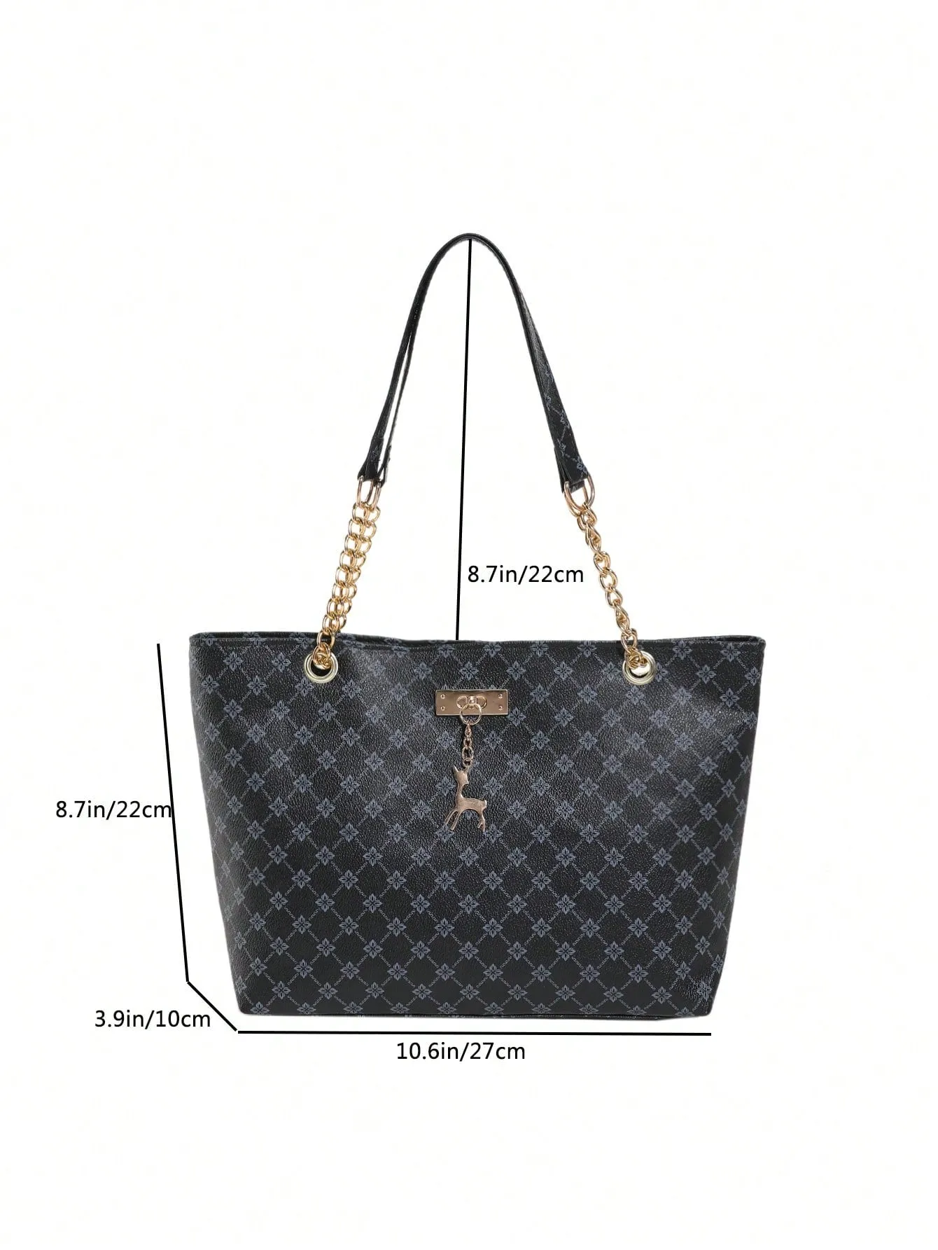Fashionable Vintage Crocodile-Patterned Women's Shoulder Tote Bag With Large Capacity