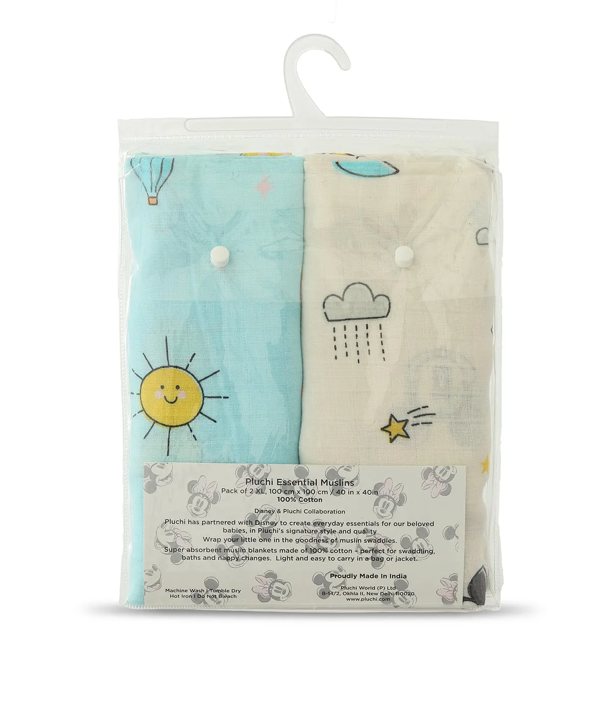 Good Night Mickey Muslin Baby Swaddles (Pack of 2)