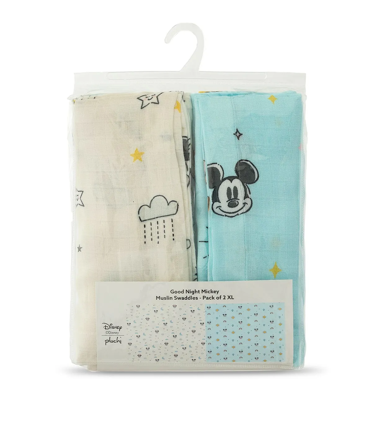 Good Night Mickey Muslin Baby Swaddles (Pack of 2)