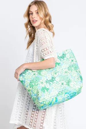Hand Drawn Turtle Print Beach Tote Bag