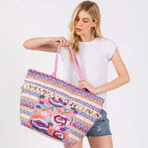 iLLASPARKZ Boho Print Pom Pom Fringe Tote Bag