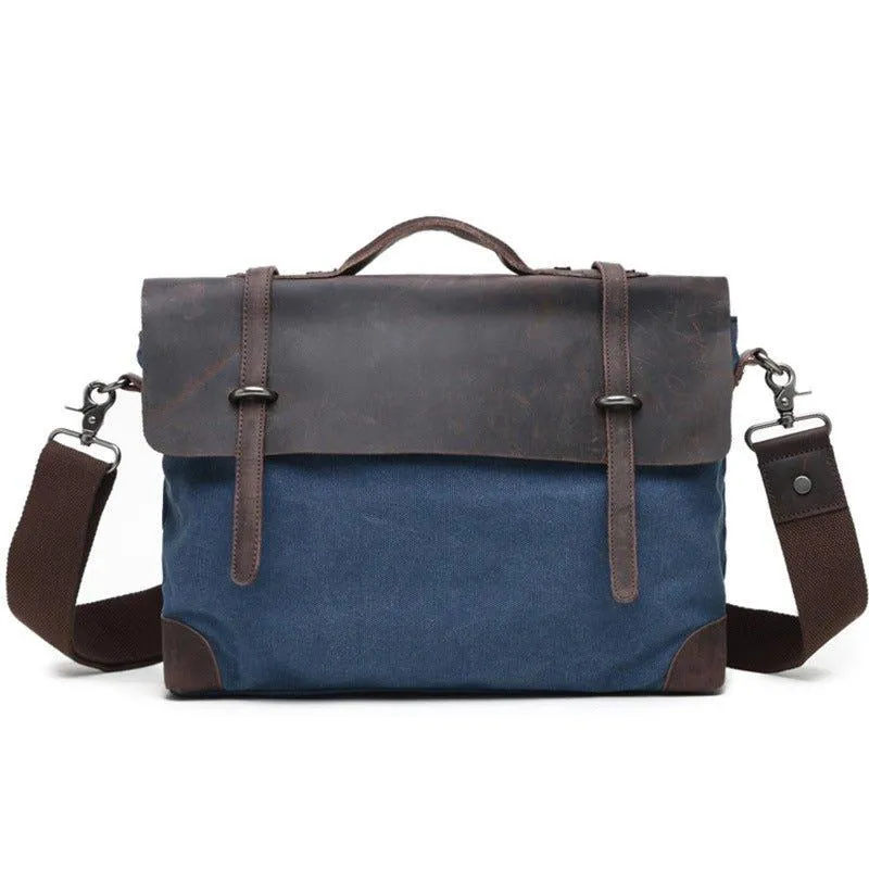 Laptop Messenger Bags Men Leather and Canvas