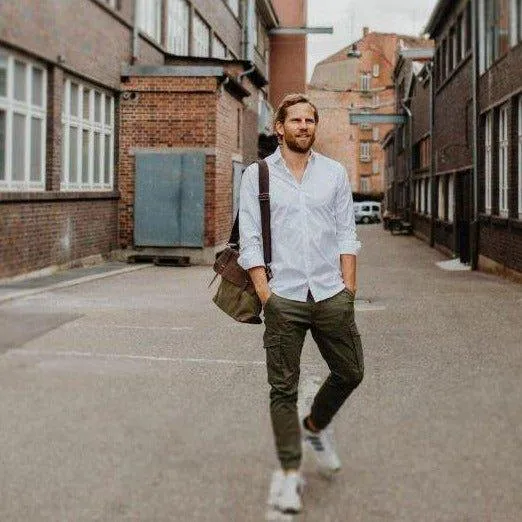 Laptop Messenger Bags Men Leather and Canvas