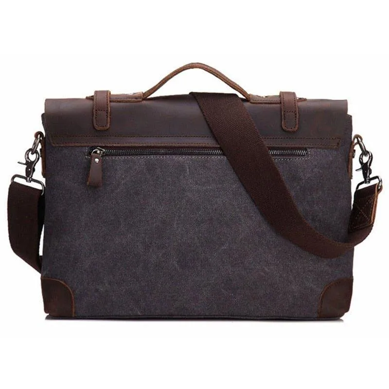 Laptop Messenger Bags Men Leather and Canvas