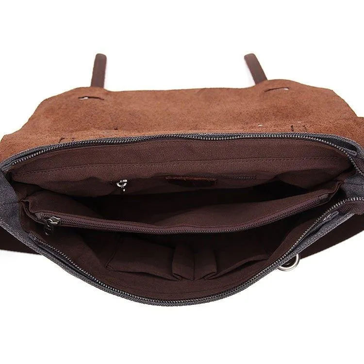 Laptop Messenger Bags Men Leather and Canvas