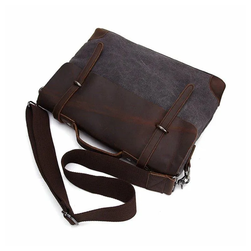 Laptop Messenger Bags Men Leather and Canvas
