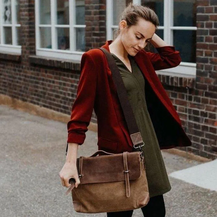 Laptop Messenger Bags Men Leather and Canvas