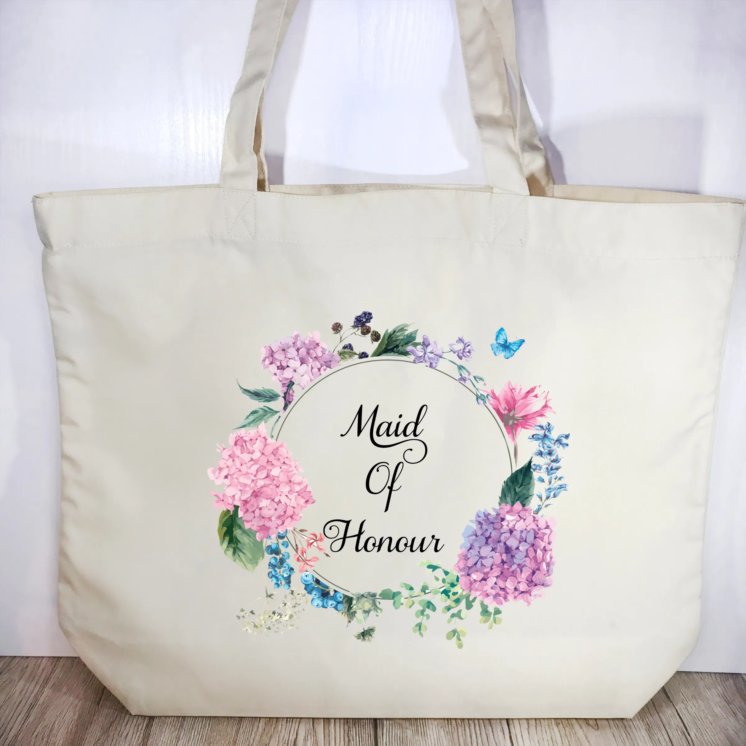 Maid Of Honour Floral Wreath Wedding Tote Bag