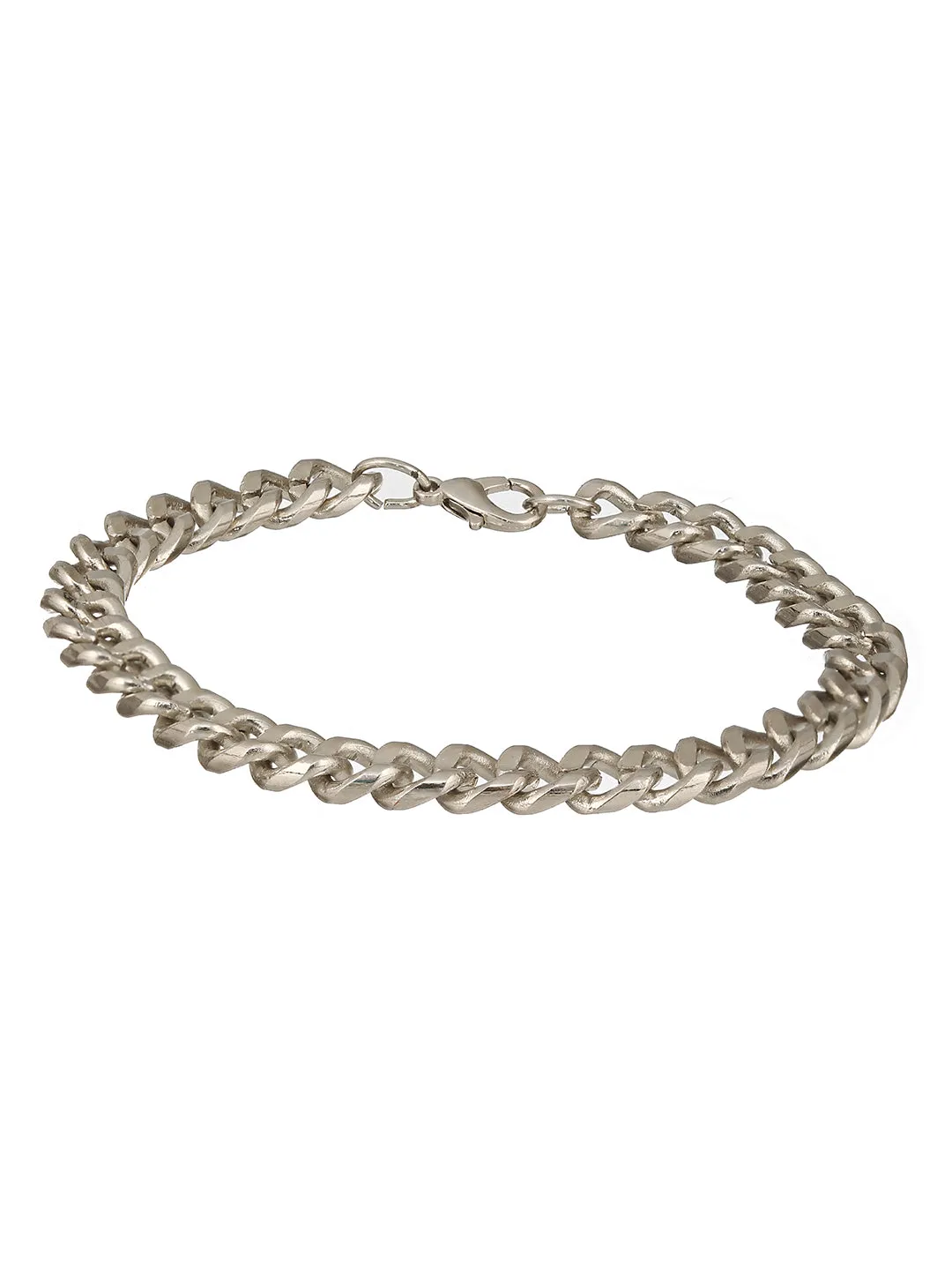 Men 3 Silver-Toned & Black Silver-Plated Bracelet
