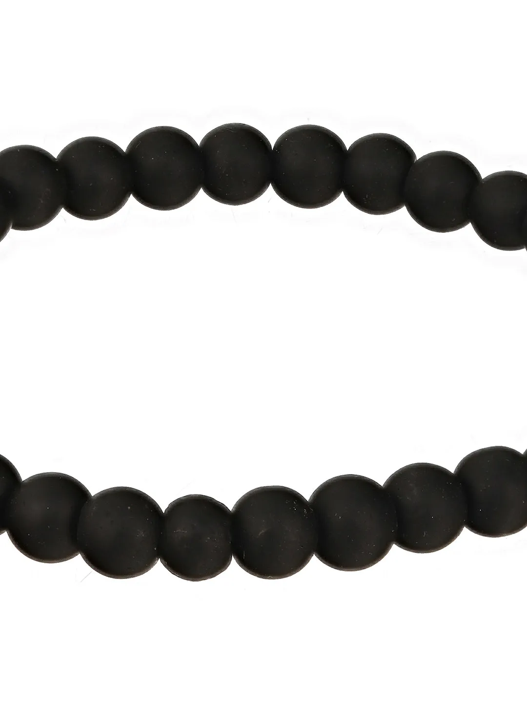 Men 3 Silver-Toned & Black Silver-Plated Bracelet