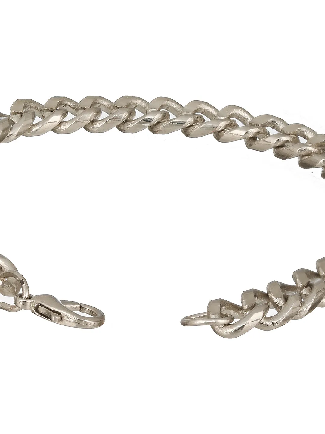 Men 3 Silver-Toned & Black Silver-Plated Bracelet