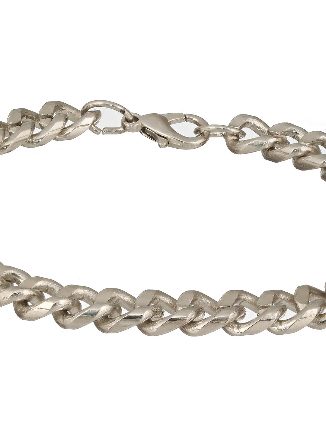 Men 3 Silver-Toned & Black Silver-Plated Bracelet