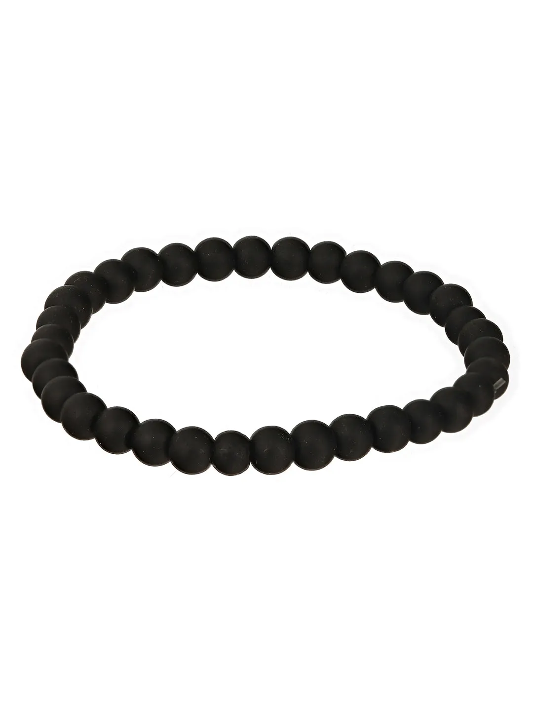 Men 3 Silver-Toned & Black Silver-Plated Bracelet
