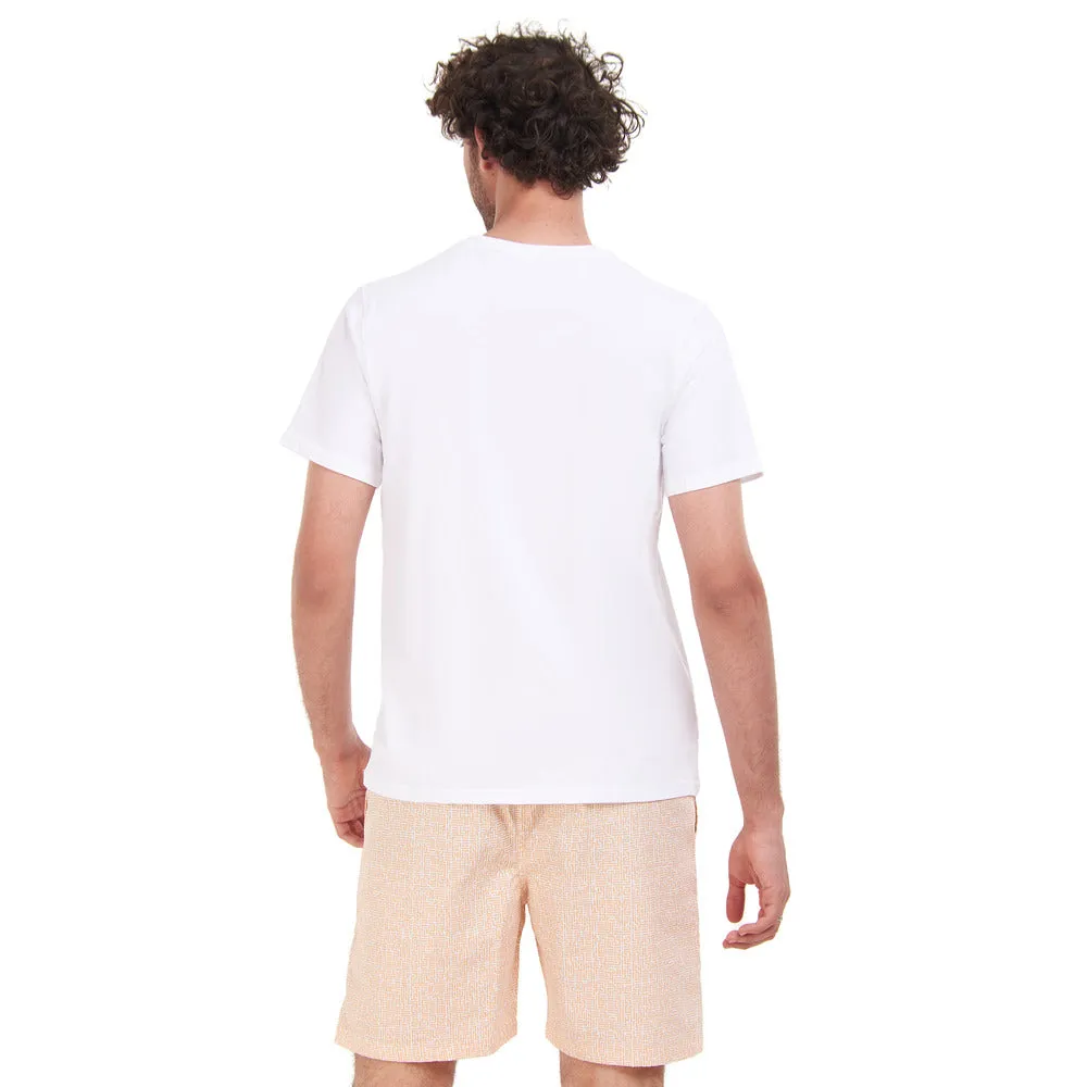 Men summer pajama set White T-shirt   Orange Maze short