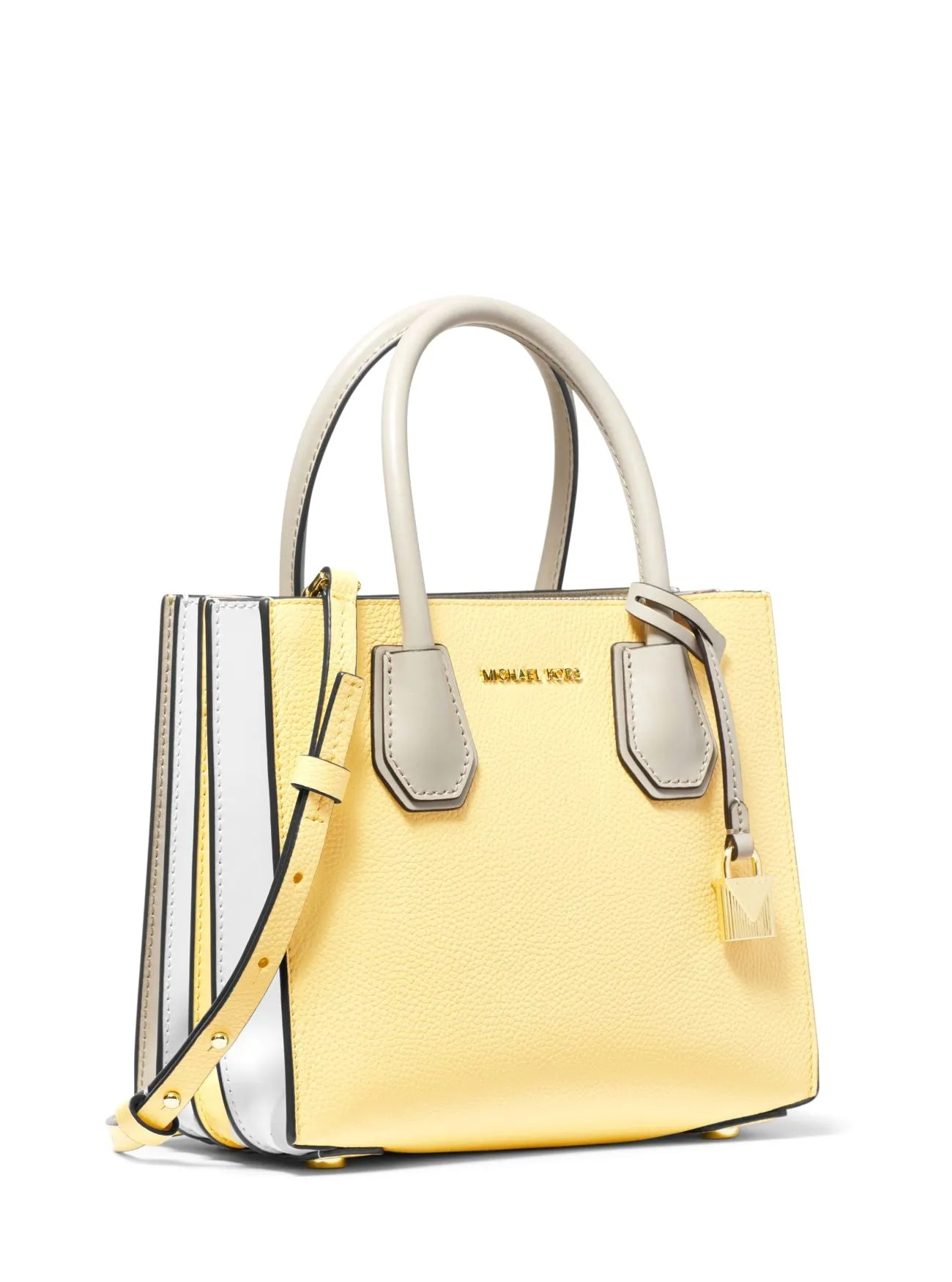 Michael Kors Mercer Medium Two-Tone Pebbled Leather Accordion Crossbody Bag