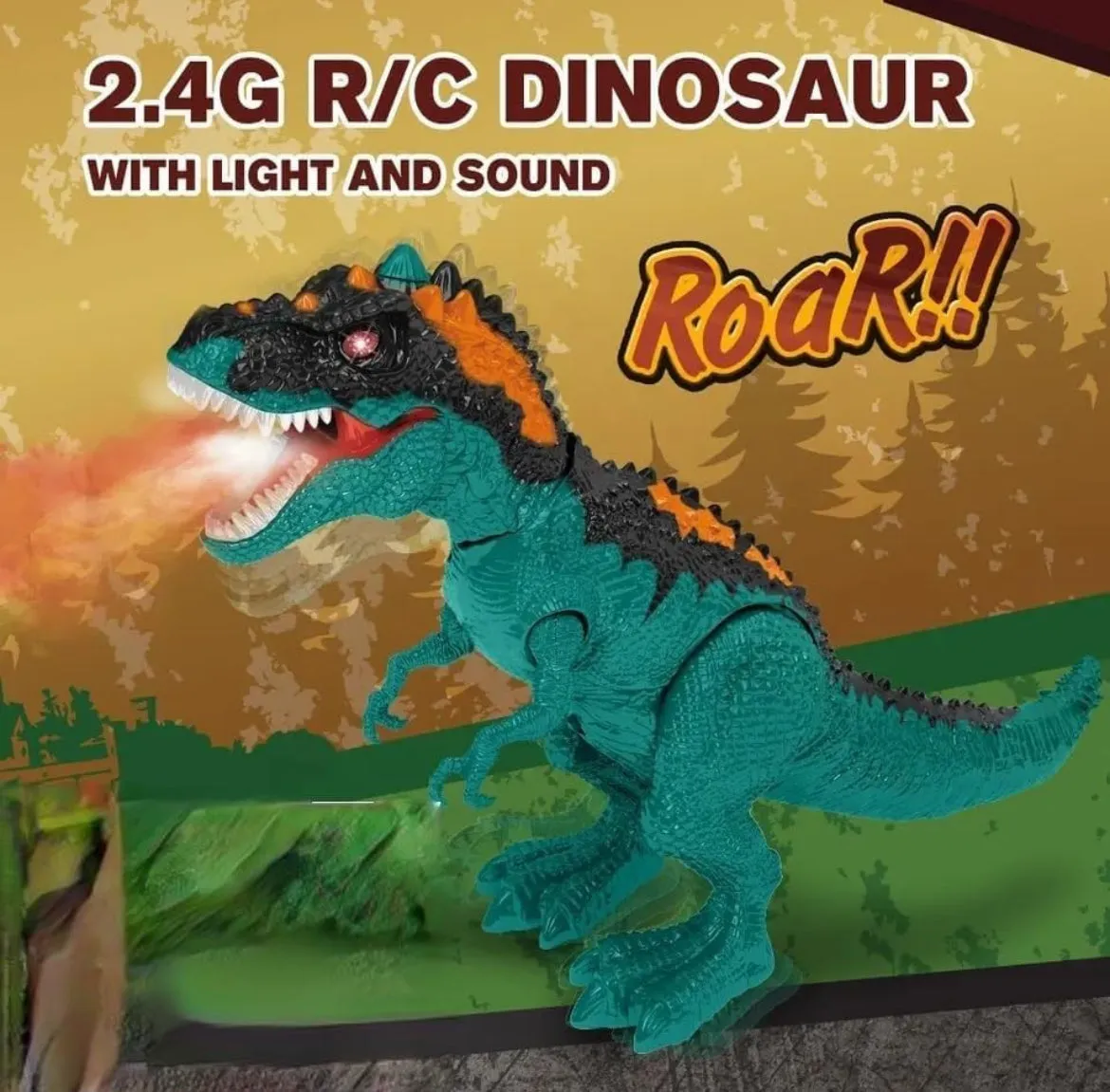 Remote control dinosaur with smoke - rc dino with music
