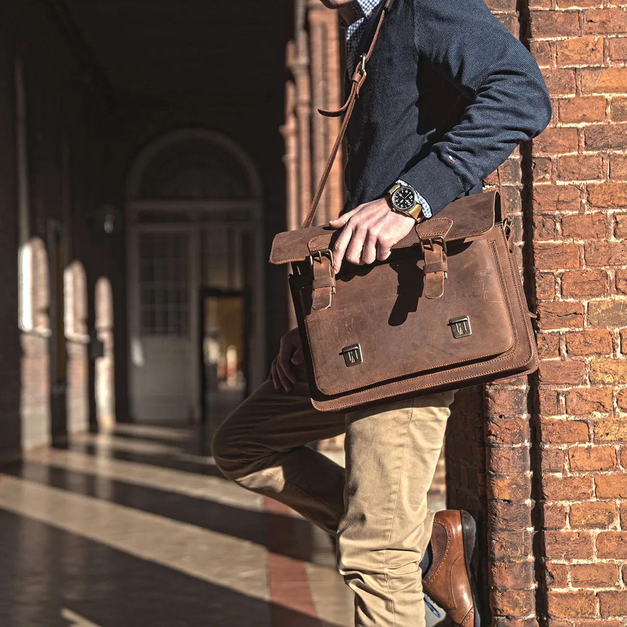 Ruitertassen Classic 2103 Leather Briefcase, Ranger Brown
