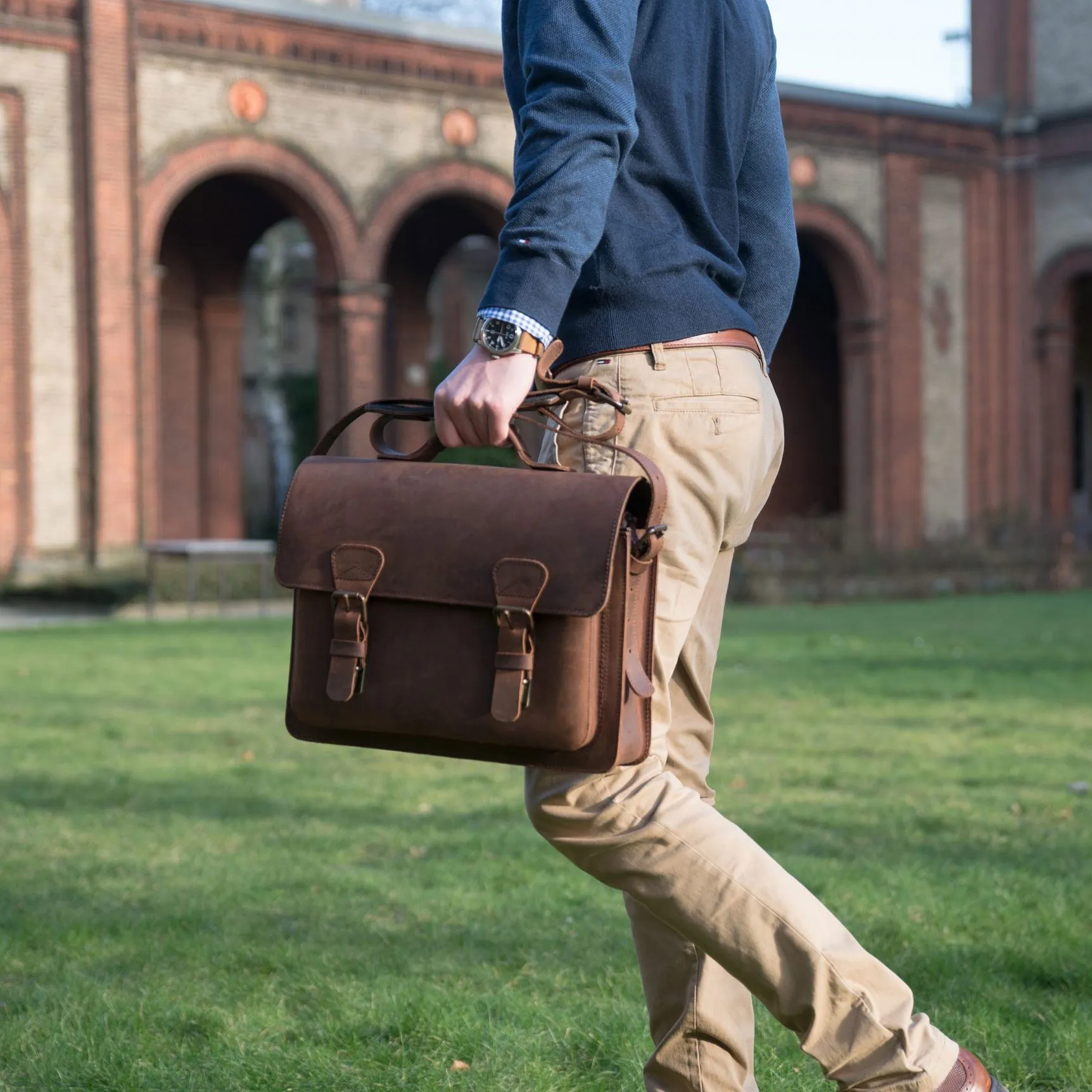 Ruitertassen Classic 2103 Leather Briefcase, Ranger Brown