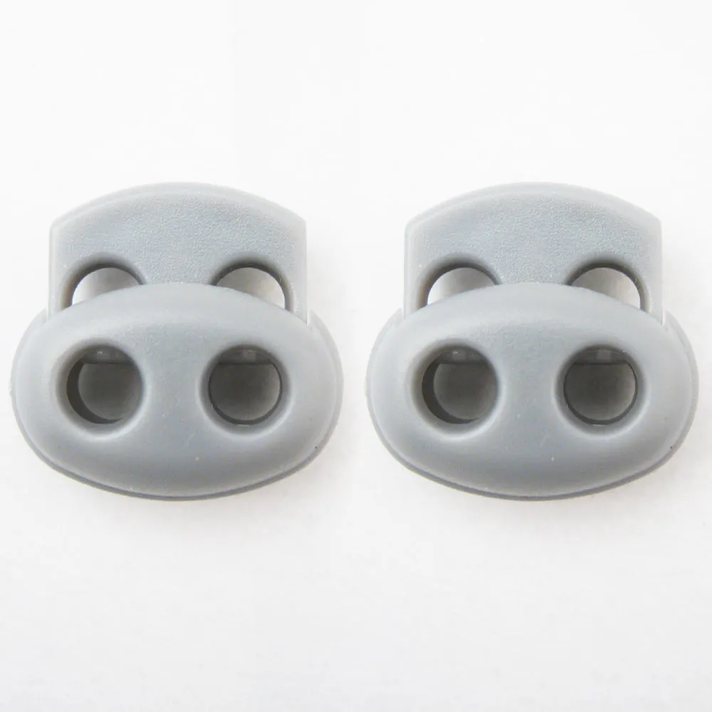 Set of 2 Shoe Lace Shoelace Buckle Rope Clamp Cord Lock Stopper Run Sports Grey