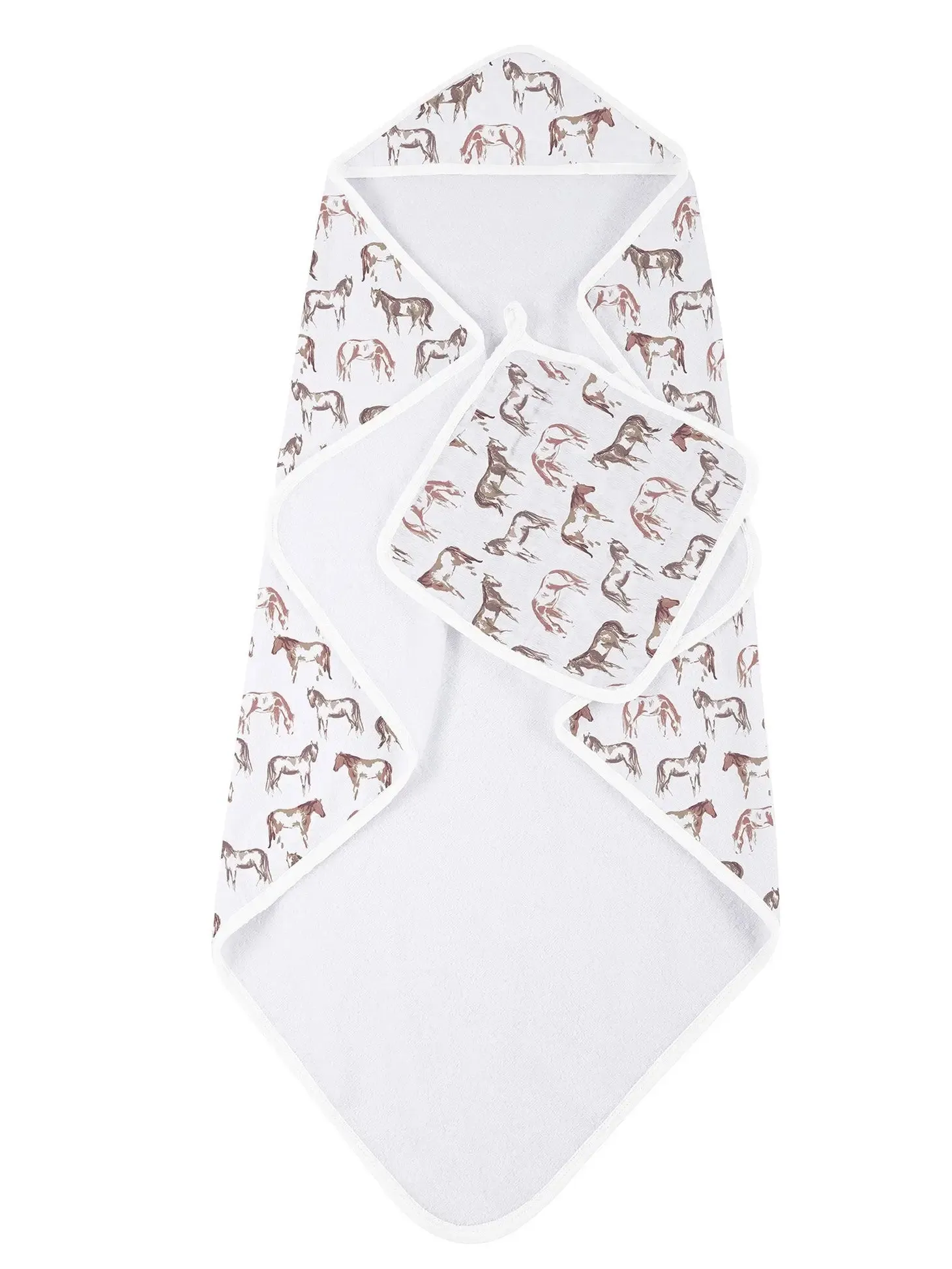 Wild Horses Hooded Towel and Washcloth Set