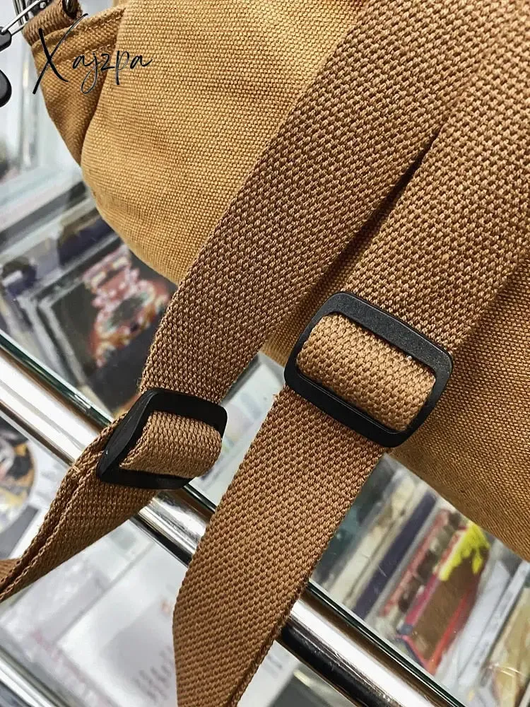 Xajzpa - Women Canvas Backpack College Cotton Female Trendy Gir Travel Men Lady Satchel Male Boy Harajuku Student Bag