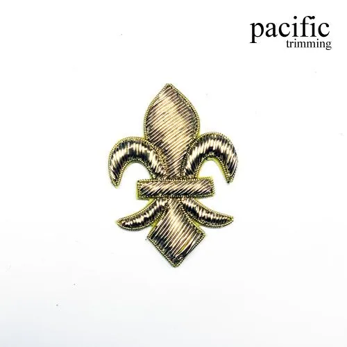 Zari Embroidery Fleur De Lis Emblem Badge : PA190200 (2 Sizes)
